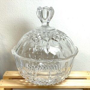 Royal Crystal Rock “Opera” Vintage Crystal Candy Dish w Lid. Italy. EUC